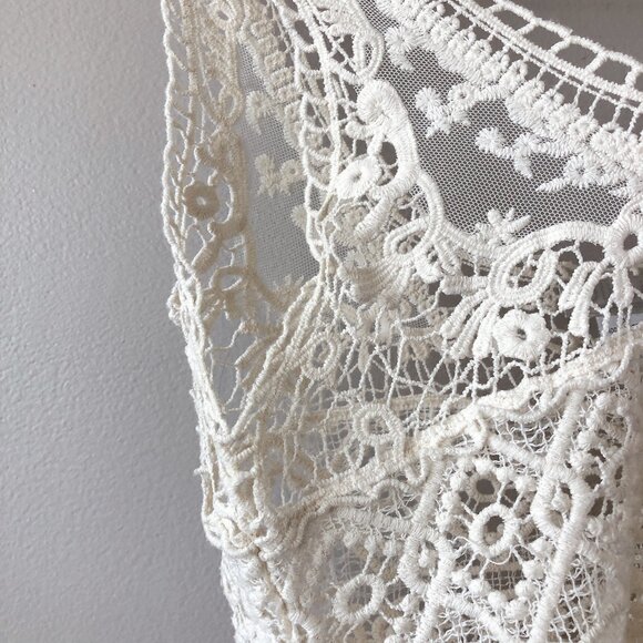 Solitaire knit cream tank top blouse medium - Picture 9 of 15